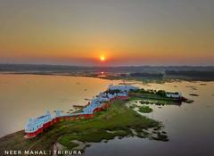 Neer Mahal palace surrounded by water