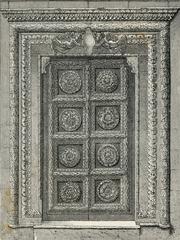 Lucca Porta della Cancelleria engraving by E. Therond