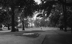 Trees and flower beds in Major's Hill Park, Ottawa, Canada