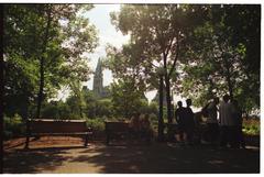 Majors Hill Park Ottawa in summer 2010 with kids in foreground and Parliament Buildings in the background