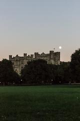 Rising moon over the Connaught Building in Ottawa from Major's Hill Park