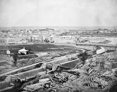 Rideau Canal locks and Major's Hill in 1860