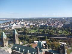 Ottawa cityscape view from the Peace Tower of Parliament Centre Block