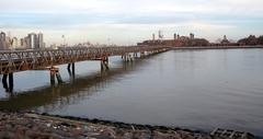 Ellis Island Bridge south side on a partly sunny afternoon