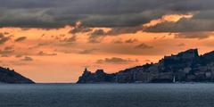 Sunset view of Porto Venere Regional Natural Park