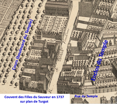 Couvent des Filles du Sauveur en 1737 on Turgot's map