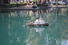 Model ship on pond in Lincoln Park, Polanco, Mexico City