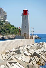 Nice Lighthouse with a red lantern and white roof