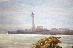 Detailed view of the painting 'Dune du Bois de Riveau et Phare de Saint-Georges' by Eric Picard