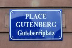 Place Gutenberg street sign in Strasbourg, France