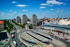 Wroclaw Plac Grunwaldzki aerial view