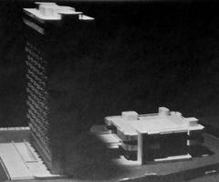 model of hotel and club for part-time students at Grunwaldzki Square designed by Jadwiga Grabowska-Hawrylak