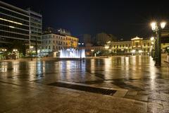 Night view of Kotzia Square on October 26, 2022