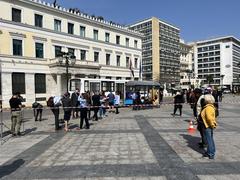 Film shoot at Resistance Nationale Square in Athens