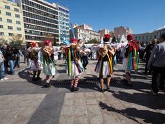 Cultural association Vakhae reenacts Kordelatoi custom of Naxos in Kotzia square, Athens