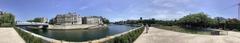 Panoramic view of Île Saint-Louis from Square de l'Île-de-France in Paris