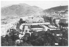 La place Masséna in 1900 with municipal casino and gardens