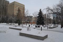 Snow-covered street in Calgary on Christmas Eve