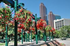 Olympic Plaza in Calgary with commemorative plaques