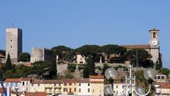 Cannes, France - view of the castle museum from La Croisette boulevard.