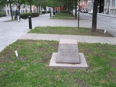 Place de la Grande-Paix-de-Montréal stone monument with inscription