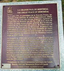 Plaque commemorating La Grande Paix de Montréal