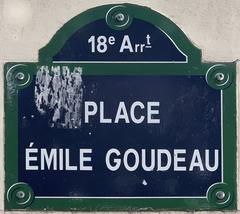 Plaque de la place Émile Goudeau in Paris