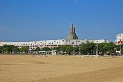 Beach and church in Royan, France