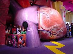 Giant heart sculpture with kids