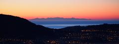 Corsica viewed from Nice at dawn, France