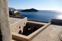 Panoramic view of Dubrovnik with Lovrijenac Fortress and Gradac Park