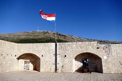 Aerial view of Dubrovnik with Lovrijenac Fortress and Gradac Park