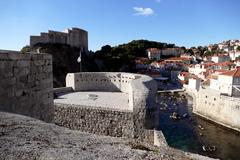 Scenic view of Dubrovnik Old City Walls with a blue sky background