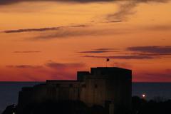 Dubrovnik at sunset with historic cityscape