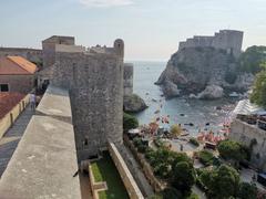 view of Dubrovnik's Old Town from the city walls including Pile Gate and Fort Lovrijenac