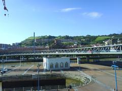 Euskalduna Bridge and Bilbao Maritime Museum at dusk