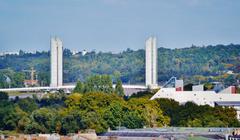 View from Pey-Berland Tower to Jacques Chaban Delmas Bridge, Bordeaux, France