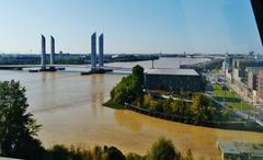 View from the City of Wine to the Garonne River in Bordeaux, France