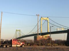 Walt Whitman Bridge in Philadelphia with city skyline in the background