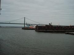 Panoramic view of a bridge with a river flowing underneath and surrounding nature