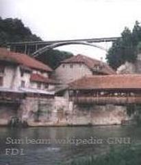 Cityscape of Fribourg with historic buildings and river