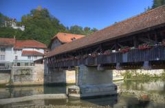 Bern Bridge over the Sarine River in Fribourg Old Town