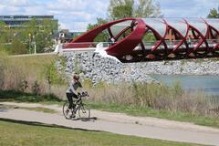 people cycling in Calgary on a sunny day