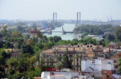 View of Seville from the Giralda with Hotel Alfonso XIII and bridges in the background