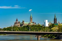 Portage Bridge connecting Gatineau and Ottawa over Ottawa River