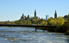 Parliament Hill in Ottawa overlooking the Ottawa River