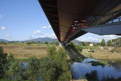 Footbridge underneath Ponte all'Indiano in Florence, Italy