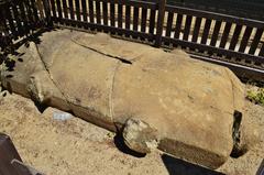 stone sarcophagus lid at Shitenno-ji temple grounds