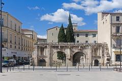 Porte d'Auguste from the east in Nîmes, Gard, France