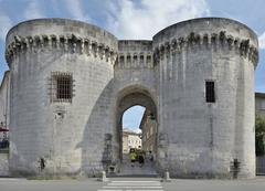 Gate and towers of the old harbour in Cognac, France